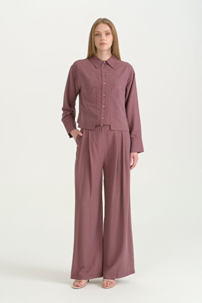 Nihan Lyocell Palazzo Pants - Plum