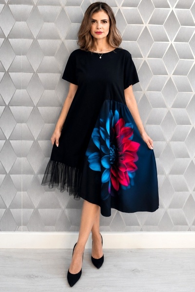 FashionForYou Day dress Arty Fiora, with tulle and short sleeve, Aura Gemina,...