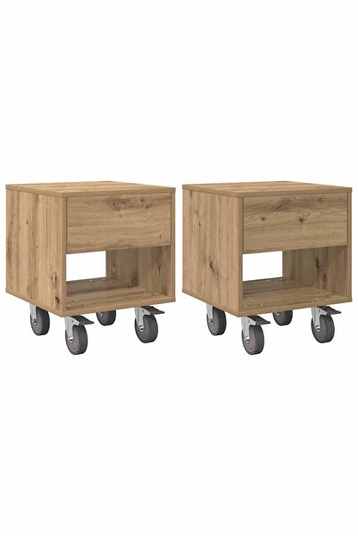 vidaxl Bedside table 2 pcs Oak Handcrafted 40.5 x 40 x 48 cm Composite wood