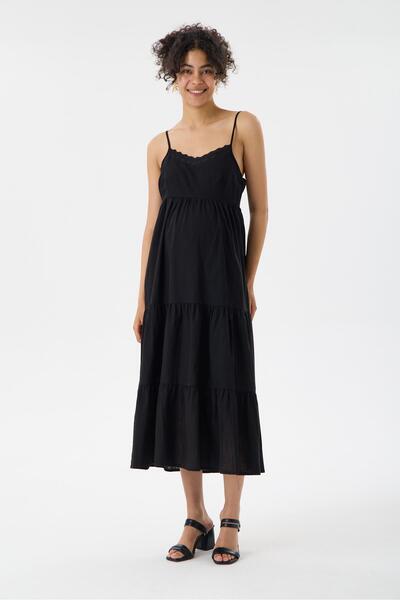 Işşıl 25099-Lace Collar Cotton Strap Maternity Clothing Dress