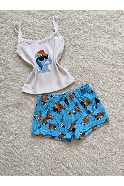 BALİNA Turkuaz Rainbow My Little Set scurt, elegant, cu model, pentru partea ...