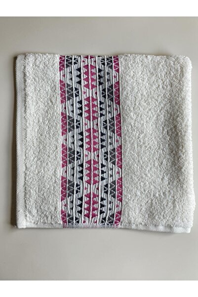 SAVESSA Rug Patterned 50X100 cm Hand-Made/Guest Gift Towel 100% Cotton Ecru C...