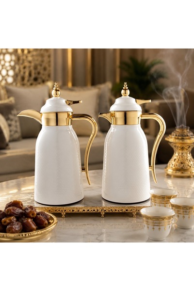 laverahome Luxury White Tramisu Dessert Set with Shiny Gold Accents