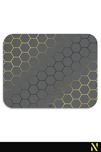 nilizma Pad pentru mouse premium cu model tip fagure, auriu și negru, bază an...