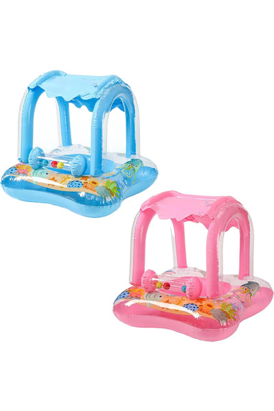 OEM Σωσίβιο Swimtrainer με Σκίαστρο Γαλάζιο Baby Swimming Ring