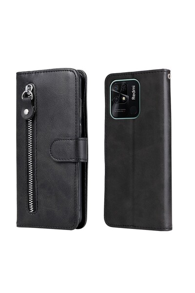 sscase Fashion Calf Texture Zipper θήκη Πορτοφόλι Black (Xiaomi Redmi 10C)