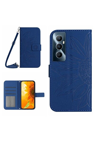 sscase Flower Embossed Leather Θήκη Πορτοφόλι Dark Blue (Realme C65 4G)
