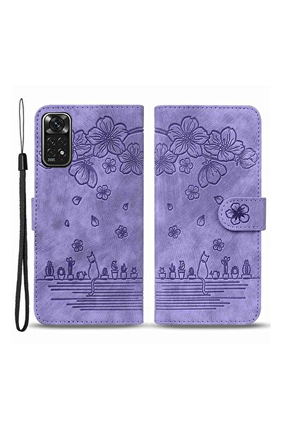 sscase Cherry Blossom Cat Θήκη Πορτοφόλι Purple (Xiaomi Redmi Note 12 Pro 4G)