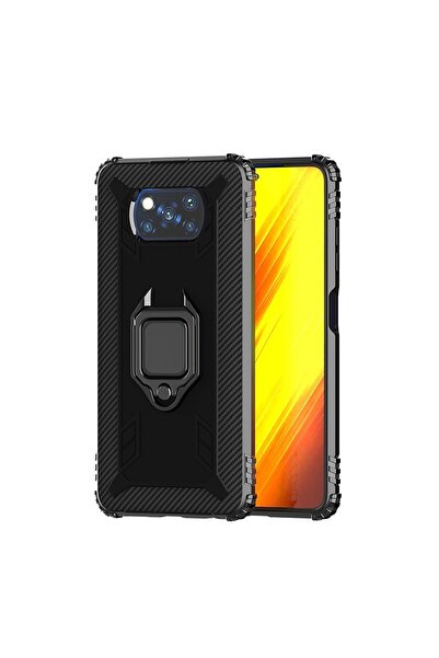 sscase Carbon Fiber Θήκη Σιλικόνης με Δαχτυλίδι Black (Xiaomi Poco X3 NFC/X3 ...