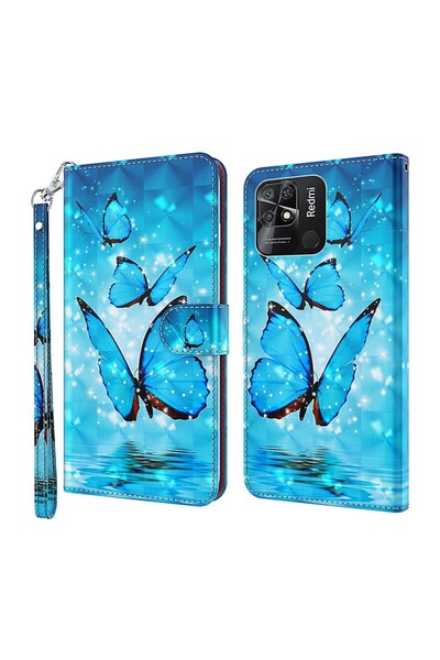 sscase 3D Painting Pattern θήκη Πορτοφόλι Three Butterflies (Xiaomi Redmi 10C)