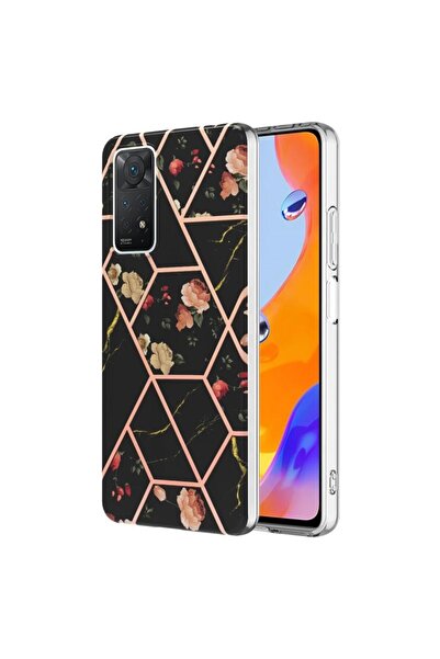 sscase Splicing Marble Σκληρή Θήκη Σιλικόνης Black Flower (Xiaomi Redmi Note ...