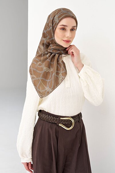 Silk Home حزام وشاح مونار أخضر بني 90x90