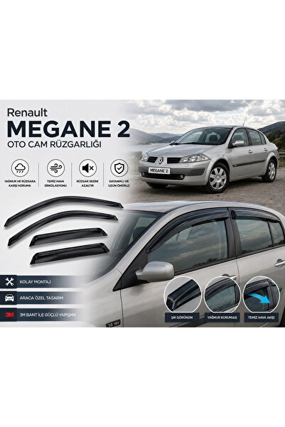 CarEste Renault Megane 2 Sedan Uyumlu Oto Cam Rüzgarlığı 4’lü Set 3M Bantlı