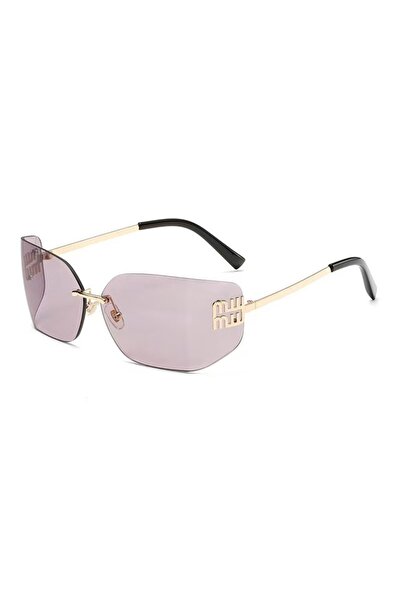Tessero Elegant rimless women's sunglasses, rectangular Butterfly cut lens, g...