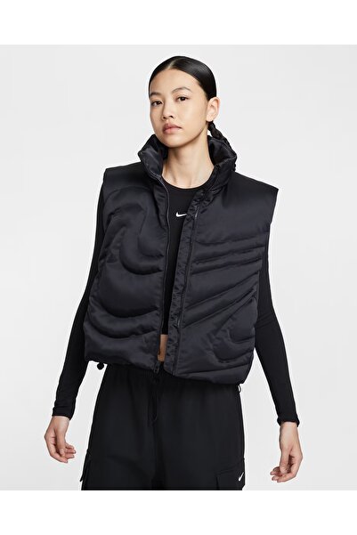 Nike Sportswear Swoosh Series Oversized Full Zip Down Vest Bol Kalıp Siyah Ka...
