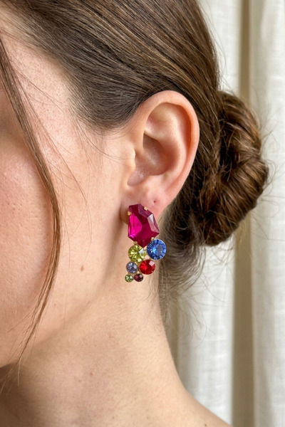 PETEK AKSESUAR COLORED STONE EARRINGS