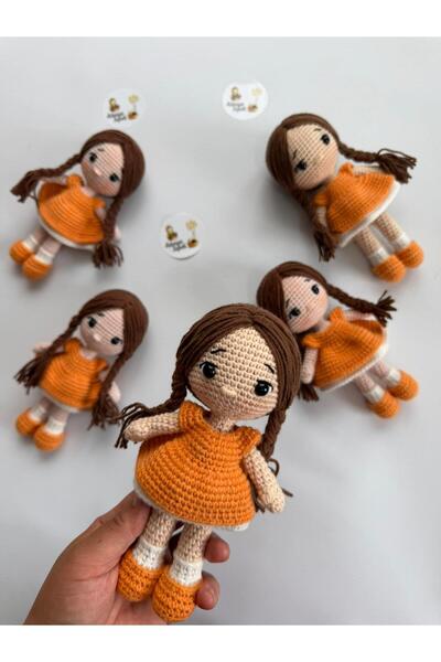 Adenya Amigurumi Örgü Fındık Bebek-18 cm-Turuncu