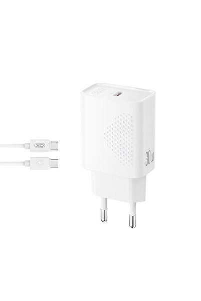 Xo Φορτιστής με θύρα USB-C και καλώδιο USB-C σε USB-C, 30W Power Delivery, Λε...
