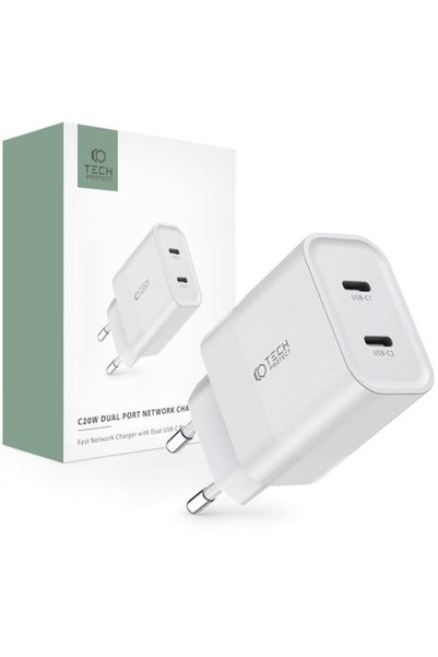 Tech-Protect Ασύρματος φορτιστής με 2 θύρες εξόδου USB-C, 20W Power Delivery,...