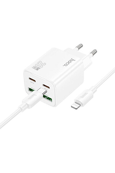 hoco. Φορτιστής Hoco με 2 θύρες USB-A και 2 θύρες USB-C και καλώδιο USB-C σε ...
