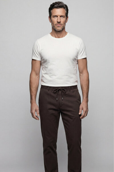 Bisse Coffee Wool Zippered Classic Jogger Marvil Sports Pants