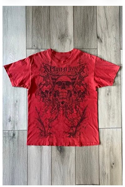Köstebek Crvena Miami Ink Vintage Skull Gothic Y2K Unisex Majica