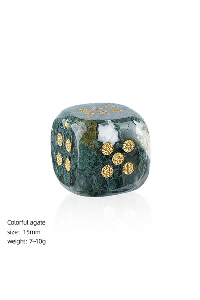 Choice12 15mm-1pc Colorful agate 1pc Natural Stone Crystal Dice Beads Casual ...