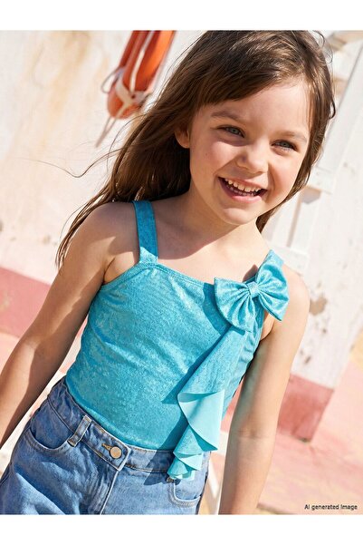 LC Waikiki Lcw Baby Girl's Swimsuit with Glittery Flounces and Bow Detail