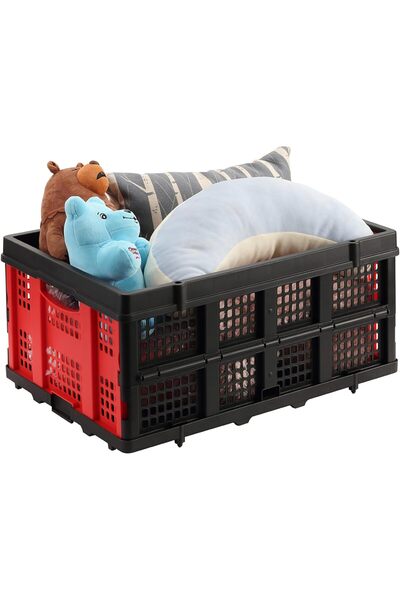 Lawazim Foldable Plastic Ventilated Stackable Basket with Comfortable Handles...