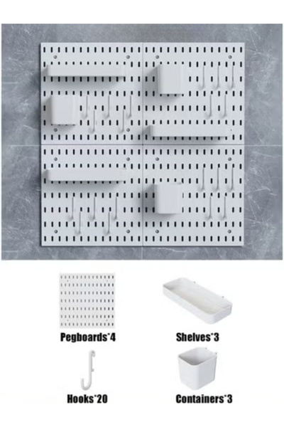 Cozy Haven 4 Pcs White Pegboard Wall Organizer Kit Wall Shelf Storage Display...