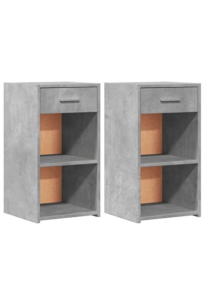 vidaxl Noptiere, 2 buc., gri beton, 35x34x65 cm, lemn prelucrat