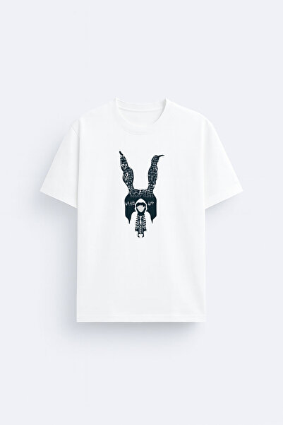 cesita Tricou alb cu imprimeu Donnie Darko, cu gâtul tip crewneck