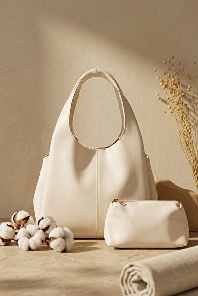 I Love Shoes Samirel Beige Matte Leather Women's Shoulder Bag with Puppy
