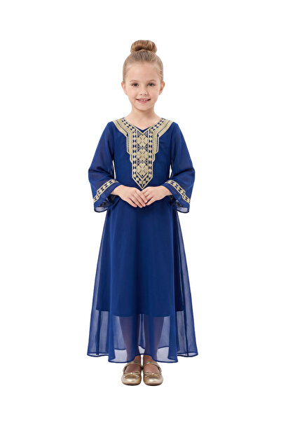 ddaniela D'Daniela - Midnight Modest Gown with Gold Accents- Dark Blue - 4Y t...