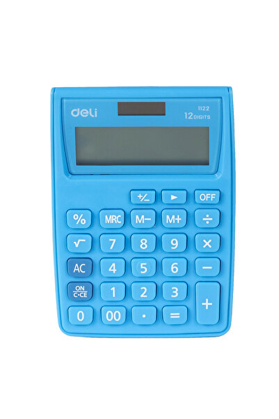 Deli Calculator de buzunar 12 cifre Alb-Albastru 1122