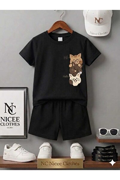 NC Nicee Clothes Tricou și pantaloni scurți de vară pentru copii, unisex (Tre...