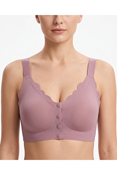 EBRULİ LİNGERİE Front Buttoned Wavy Cut Laser Cut Seamless Bralet Bra