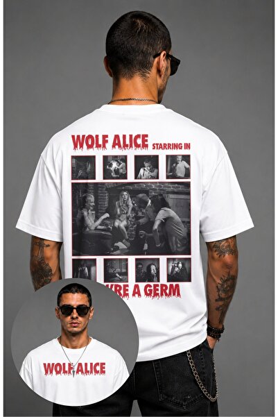 Fuddy Moda Tricou unisex oversize cu imprimeu Wolf Alice pe spate, cu tematic...