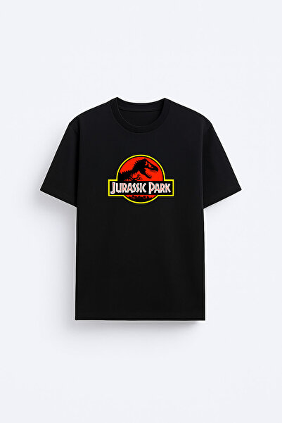 cesita Jurassic Park Printed Crew Neck Black T-Shirt T-Shirt