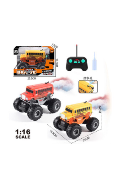 PlayFun Mașină cu telecomandă la scară 1:16, monstru off-road, cu spray și lu...