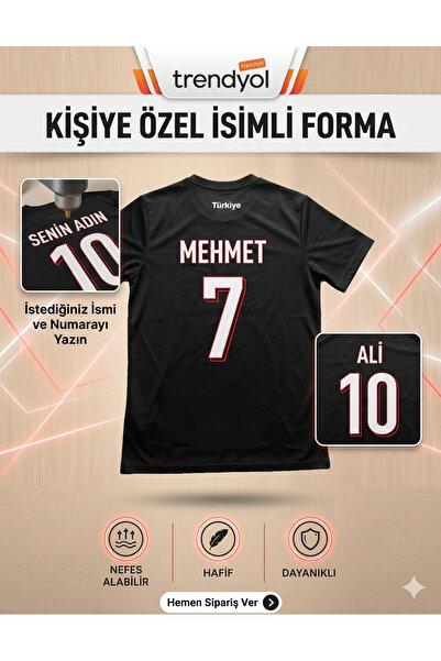 The RAVEN Kişiye Özel İsimlİ Premium Türkiye Serisi Siyah Futbol Forması