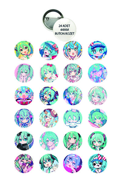 nihonwosekai Hatsune Miku Anime Buton Rozet 44mm 24 ADET