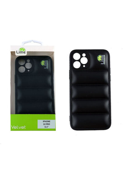 Lime&co Lime Bumpy Puffer Πίσω Θήκη Σιλικόνης με Λουράκι Μαύρο (iPhone 12 / 1...