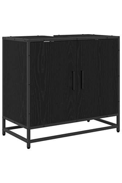 vidaxl Dulap pentru Chiuveta de Baie Stejar Negru 65 x 33 x 60 cm
