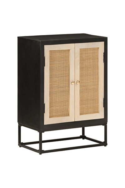 vidaxl Wardrobe, black, 55x30x76 cm, solid mango wood and iron