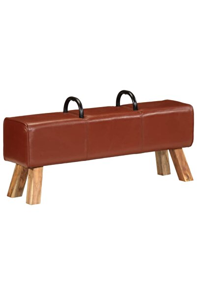 vidaxl Bancă de gimnastică, maro, 110 cm, piele naturală
