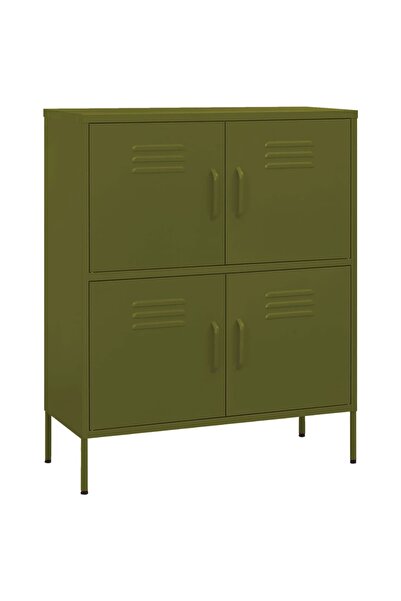vidaxl Storage cabinet, olive green, 80x35x101.5 cm, steel