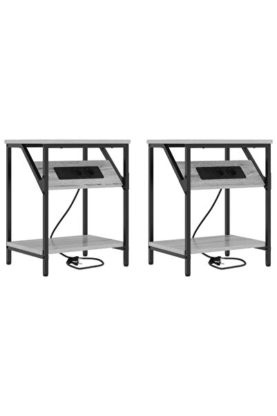 vidaxl Dulap de noapte 2 pcs Gri Sonoma 38 x 30 x 48 cm Lemn compozit