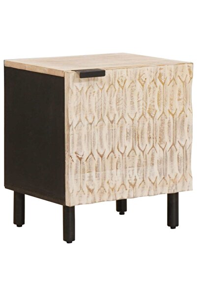 vidaxl Dulap de noapte Alb 40 x 33 x 46 cm Lemn de mango solid