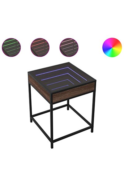 vidaxl Noptieră cu LED infinity, stejar maro, 40x40x51 cm